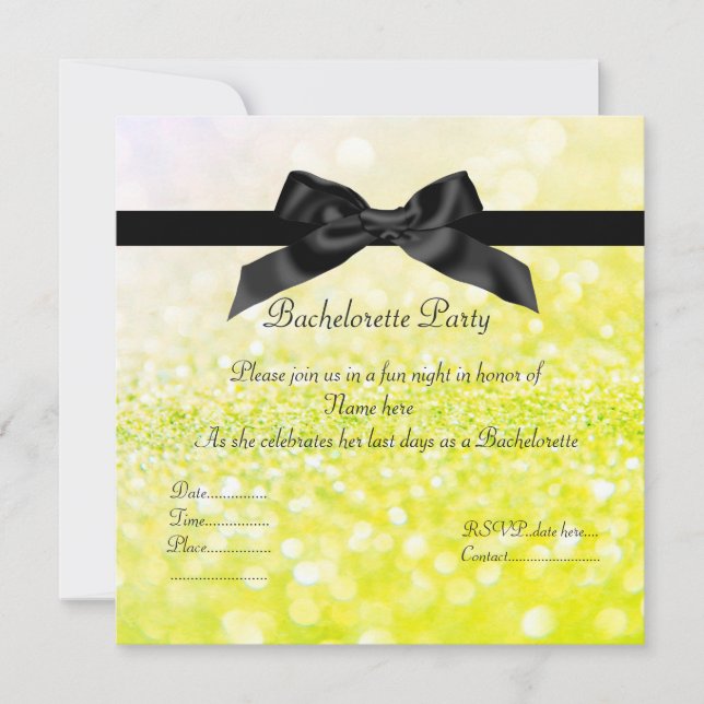 INVITATION ÉLÉGANTE BACHELORETTE verte ÉPARGNÉE (Devant)