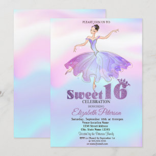 Invitation Elégante Ballerina colorée Ombre Sweet 16