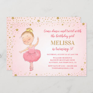 Invitation Elégante Ballerina Rose Gold Parties scintillant f