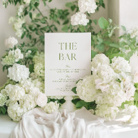 Élégante barre Mariage verte et blanche Sage