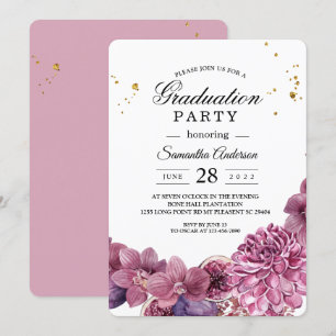 Invitation Elégante Beauté Aquarelle rose & pourpre Orchidées