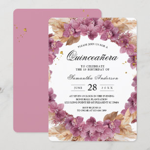 Invitation Elégante Beauté Rose Aquarelle Orchidée & Pampas