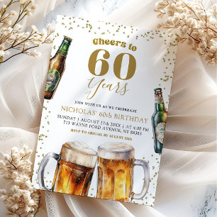 Invitation Elégante bière d'or encourage aux adultes 60e anni