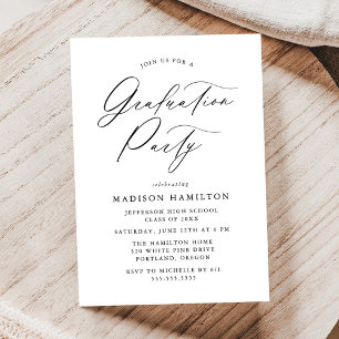 Invitation Élégante Black Calligraphy Script Graduation Party