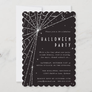 Invitation Elégante Black Diamond Spider Web Halloween Party