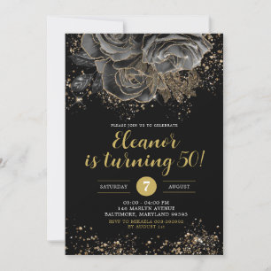 Invitation Elégante Black Floral Black Or Femme N'Importe Que