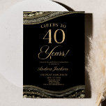 Invitation Elégante Black Gold Agate 40e fête d'anniversaire<br><div class="desc">C'est une Elégante Black Gold Agate 40th Birthday Party Invitation!</div>