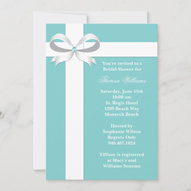 Invitation Élégante Bleue Bridal Shower (Devant)