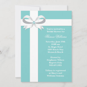 Invitation Élégante Bleue Bridal Shower