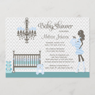 Invitation élégante bleue de douche de bébé de