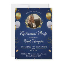 Invitation élégante bleue et or pour une soirée de