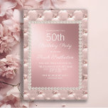 Invitation Élégante Blush Rose Blanc 50e fête d'anniversaire<br><div class="desc">Elégante et chic,  décorative métal rose et blanc 50e anniversaire invitation pour les femmes.</div>