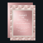 Invitation Élégante Blush Rose blanc sucré 16 Dance Party<br><div class="desc">Elégant et chic,  décoratif métal rose vif et blanc Sweet 16 invitation à danser pour les filles.</div>