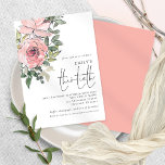 Invitation Elégante Blush Rose Floral Trente Anniversaire<br><div class="desc">Elegant Blush Pink Florals Invitation du trentième anniversaire. une illustration florale d'art branché à l'invitation de vos invités pour célébrer votre 30ème anniversaire, avec des fleurs et des feuilles au coin supérieur gauche. Un élégant script pour l'occasion et personnaliser facilement le reste du texte selon vos propres besoins. Un arrière...</div>