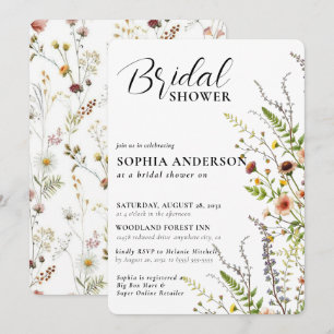 Invitation Elégante Boho Fleur sauvage Floral Fête des mariée