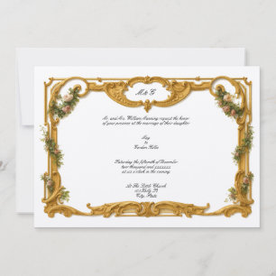 Invitation Élégante Bordure Florale de Couleur Rose Baroque R