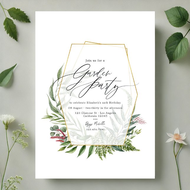 Invitation Elégante Botanique Herbarium Green Garden Party (Elegant Botanical Herbarium Greenery Garden Party Invitation)
