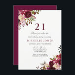 Invitation Élégante Bourgogne Florale 21ème anniversaire Invi<br><div class="desc">Elégante collection Floral Bourgogne 21e anniversaire Invitation Correspondance à Niche et Nest store.</div>