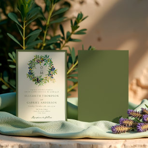 Invitation Élégante Branche d'Olivier Mariage Méditerranéen