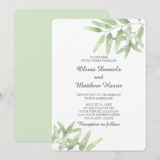 Invitation Élégante Branche D'Olivier. Mariage simple botaniq