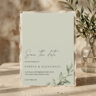 Invitation Élégante Branche d'Olivier Save the Date   Minimal