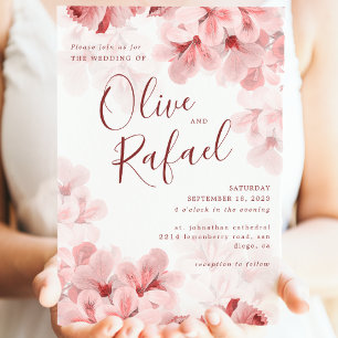 Invitation Élégante Branche Sakura Printemps moderne