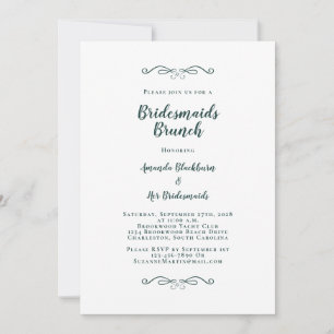 Invitation Élégante Bridal Brunch Bridesmaitres Emerald Green