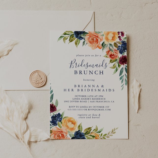 Invitation Elégante Bridesmaids Floral Brunch Douche (Créateur téléchargé)