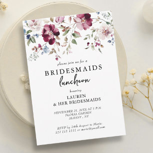 Invitation Élégante Bridesmaitres Florales Luncheon Invitatio