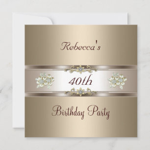 Invitation élégante café crème beige pour 40e anni
