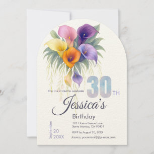 Invitation Elégante Calla Lily 30e anniversaire Jalon