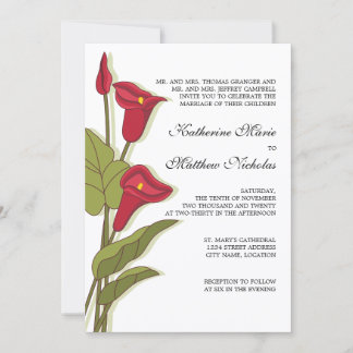 Invitation Elégante Calla Lily dans Magenta Mariage Invitatio