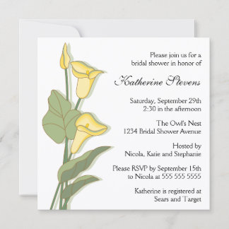 Invitation Elégante Calla Lily en Fête des mariées jaune