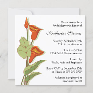 Invitation Elégante Calla Lily en Fête des mariées orange