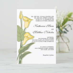 Invitation Elégante Calla Lily en Mariage jaune