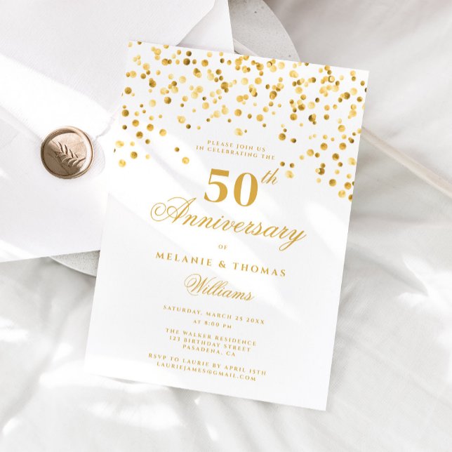 Invitation Élégante calligraphie 50e anniversaire de Mariage (Créateur téléchargé)
