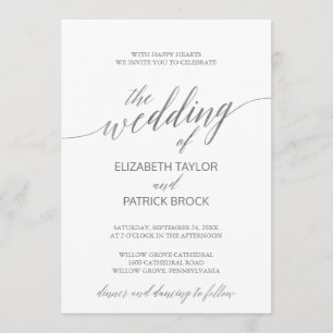Invitation Élégante Calligraphie Argent Le Mariage De