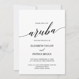 Invitation Élégante calligraphie Aruba Destination Mariage