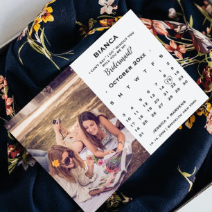 Invitation Elégante calligraphie calendrier bridesmaid propos