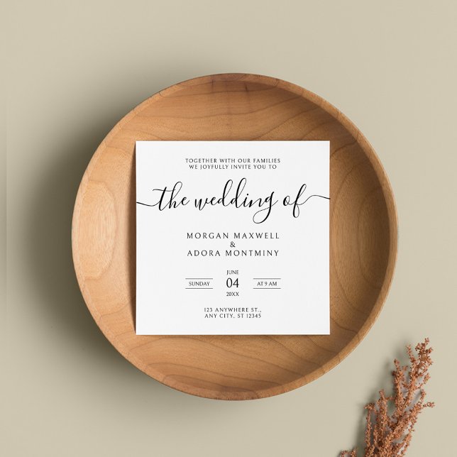 Invitation Élégante calligraphie Carré classique Mariage (Créateur téléchargé)