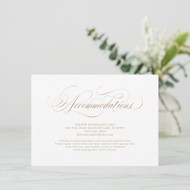 Invitation Élégante calligraphie classique hébergement mariag (Debout devant)