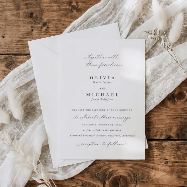 Invitation Élégante Calligraphie Classique Mariage Formel (Elegant calligraphy traditional formal script wedding invitations)