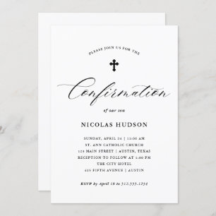 Invitation Élégante calligraphie  Confirmation neutre du genr