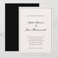 Elégante Calligraphie Crème Blanc Noir Mariage