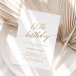 Invitation Élégante Calligraphie Dorée 60e Anniversaire<br><div class="desc">Cette invitation d'anniversaire 60 ans avec calligraphie dorée élégante est parfaite pour une fête d'anniversaire simple. Le design neutre présente une carte minimaliste décorée d'une typographie romantique et fantaisiste en faux doré. Remarque : ce design ne comporte pas de véritable dorure. Il s'agit d'un graphique de haute qualité fait pour...</div>