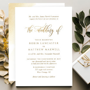 Invitation Élégante calligraphie et aquarelle Mariage officie