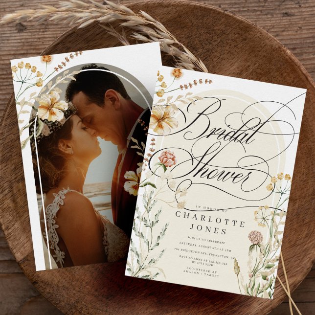 Invitation Élégante calligraphie et photo Fête des mariées bo (Créateur téléchargé)