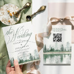 Invitation Élégante calligraphie Forêt rustique Code QR Maria<br><div class="desc">Élégante calligraphie Forêt rustique Code QR Faire-part de mariage</div>