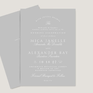 Invitation Élégante calligraphie | Mariage gris clair