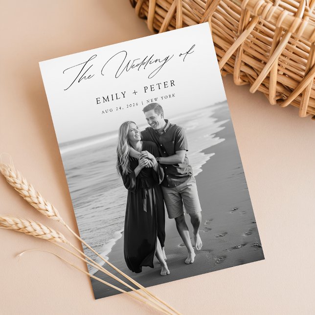 Invitation Élégante calligraphie Mariage photo moderne (Créateur téléchargé)
